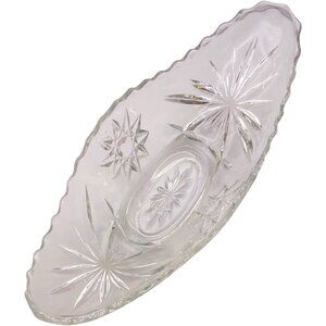 VINTAGE ANCHOR HOCKING STAR OF DAVID GONDOLA BOAT DISH 9-1/4” CLEAR GLASS